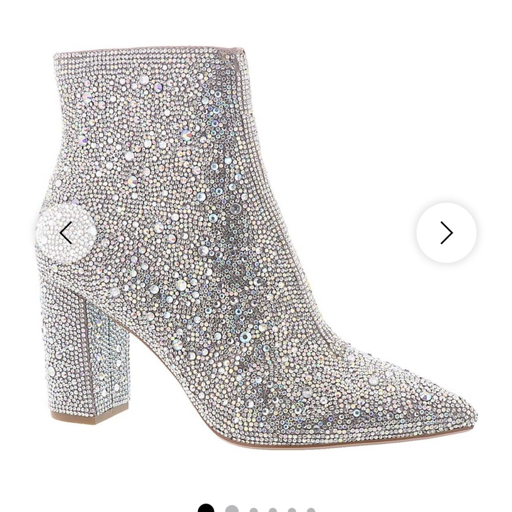 Women's Betsey Johnson SB- Cady Silver Rhinestone Ankle Boots